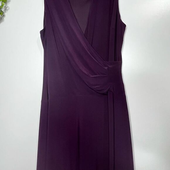 Chaps Purple Side Ruched Tank MIDI Long Dress - Picture 2 of 10